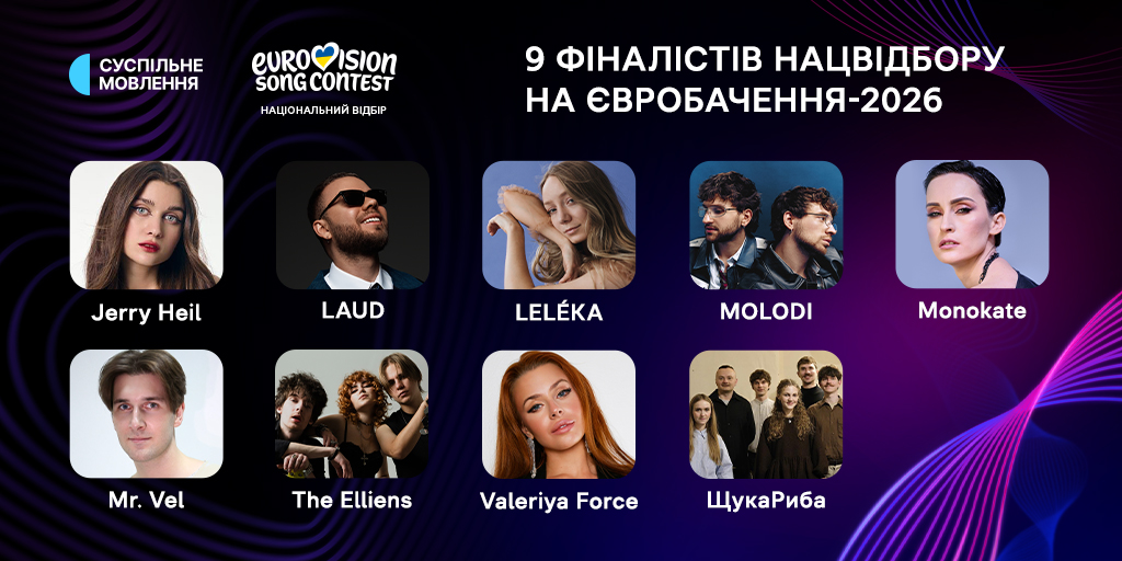Suspilne has revealed the 9 finalists taking part in Vidbir 2026.